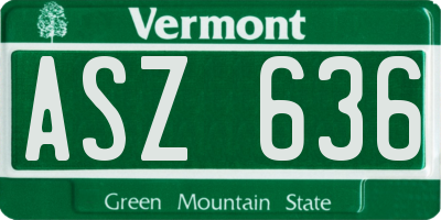 VT license plate ASZ636