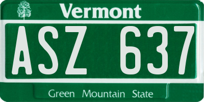 VT license plate ASZ637