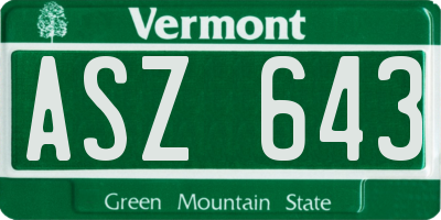 VT license plate ASZ643