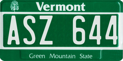 VT license plate ASZ644