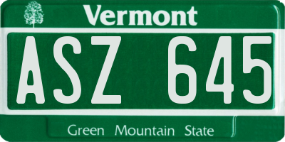 VT license plate ASZ645