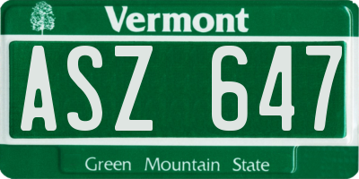 VT license plate ASZ647