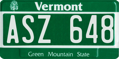 VT license plate ASZ648
