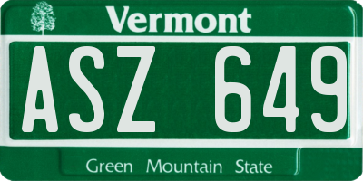 VT license plate ASZ649
