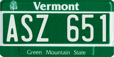 VT license plate ASZ651