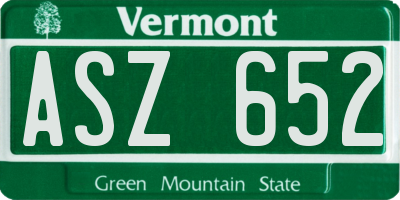 VT license plate ASZ652