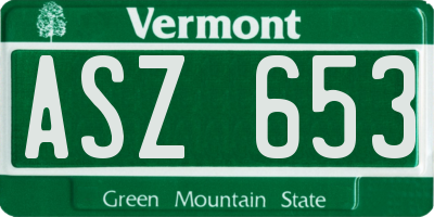 VT license plate ASZ653