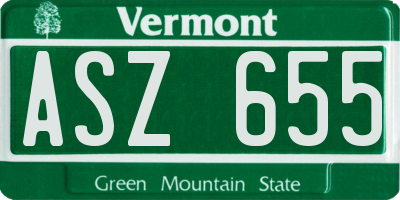 VT license plate ASZ655