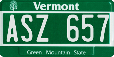 VT license plate ASZ657