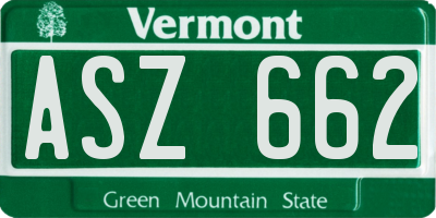 VT license plate ASZ662