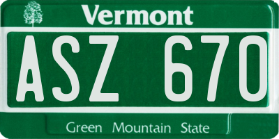 VT license plate ASZ670