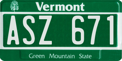 VT license plate ASZ671