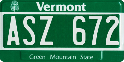 VT license plate ASZ672