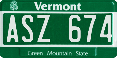 VT license plate ASZ674