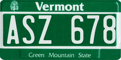 VT license plate ASZ678