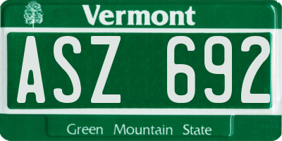 VT license plate ASZ692