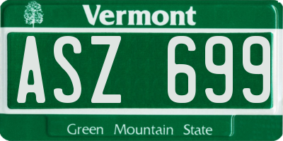VT license plate ASZ699