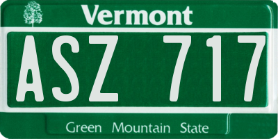 VT license plate ASZ717