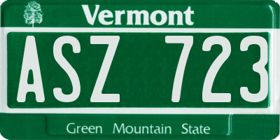VT license plate ASZ723