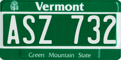 VT license plate ASZ732