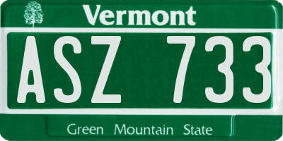 VT license plate ASZ733