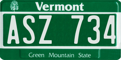 VT license plate ASZ734