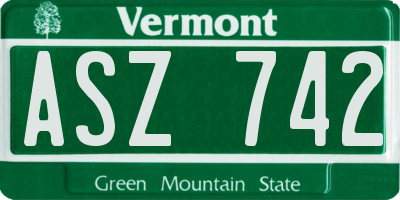 VT license plate ASZ742