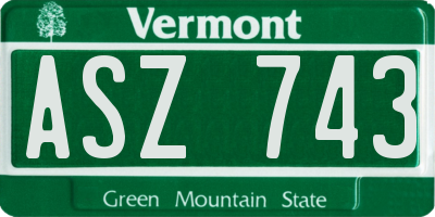 VT license plate ASZ743