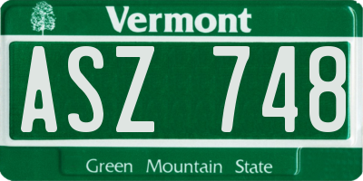 VT license plate ASZ748