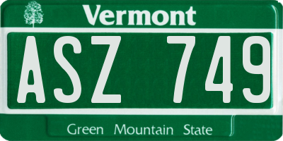 VT license plate ASZ749