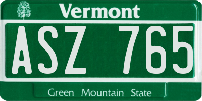 VT license plate ASZ765