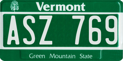 VT license plate ASZ769