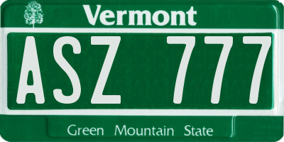 VT license plate ASZ777
