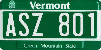 VT license plate ASZ801