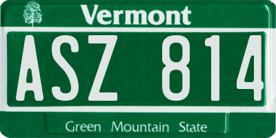 VT license plate ASZ814