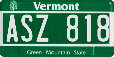 VT license plate ASZ818