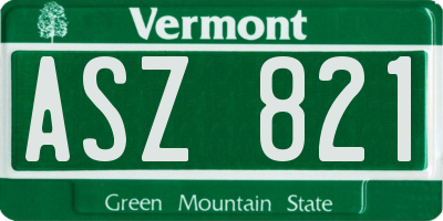 VT license plate ASZ821