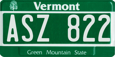 VT license plate ASZ822
