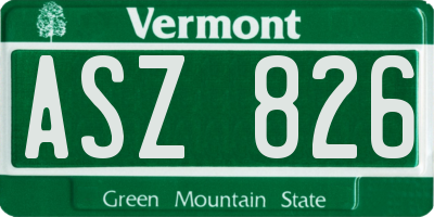 VT license plate ASZ826