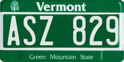 VT license plate ASZ829