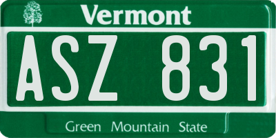 VT license plate ASZ831