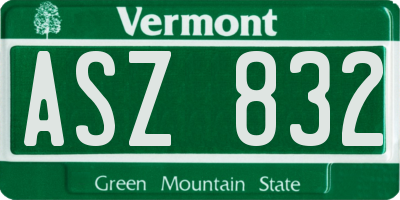 VT license plate ASZ832