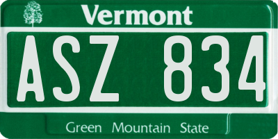VT license plate ASZ834