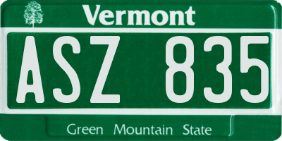 VT license plate ASZ835