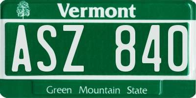 VT license plate ASZ840