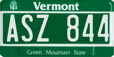 VT license plate ASZ844