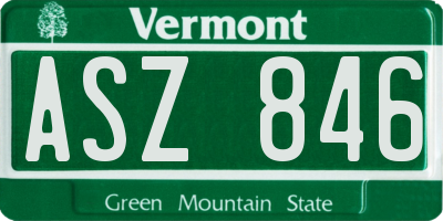 VT license plate ASZ846
