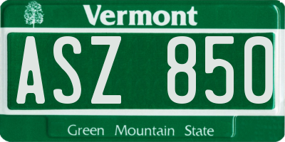 VT license plate ASZ850