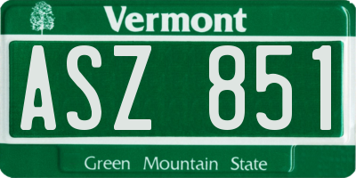 VT license plate ASZ851