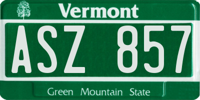 VT license plate ASZ857